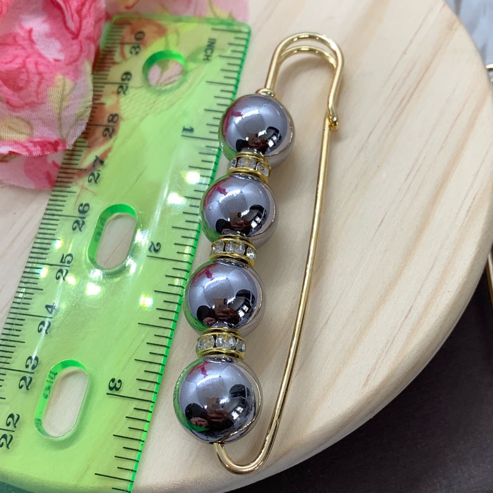 🌟 Set of Pin Brooches Faux Pearl - Picture 3 of 3